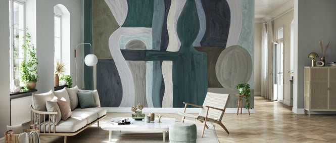 PHOTOWALL / Geometric Modern Abstract - Dark Green (e94840)