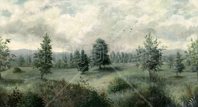 PHOTOWALL / Lush Plants and Trees Landscape - Blue Green (e94842)