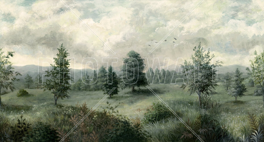 PHOTOWALL / Lush Plants and Trees Landscape - Blue Green (e94842)