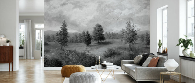 PHOTOWALL / Lush Plants and Trees Landscape - BW (e94845)