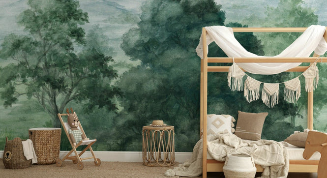 PHOTOWALL / Birds and Trees in the Mountains - Green (e94846)