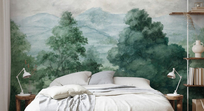 PHOTOWALL / Birds and Trees in the Mountains - Green (e94846)