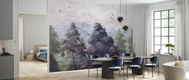 PHOTOWALL / Birds and Trees in the Mountains - Blue (e94847)
