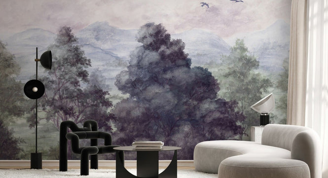 PHOTOWALL / Birds and Trees in the Mountains - Blue (e94847)