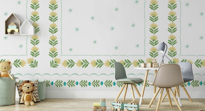 PHOTOWALL / Greek Flower Frame - White II (e94893)