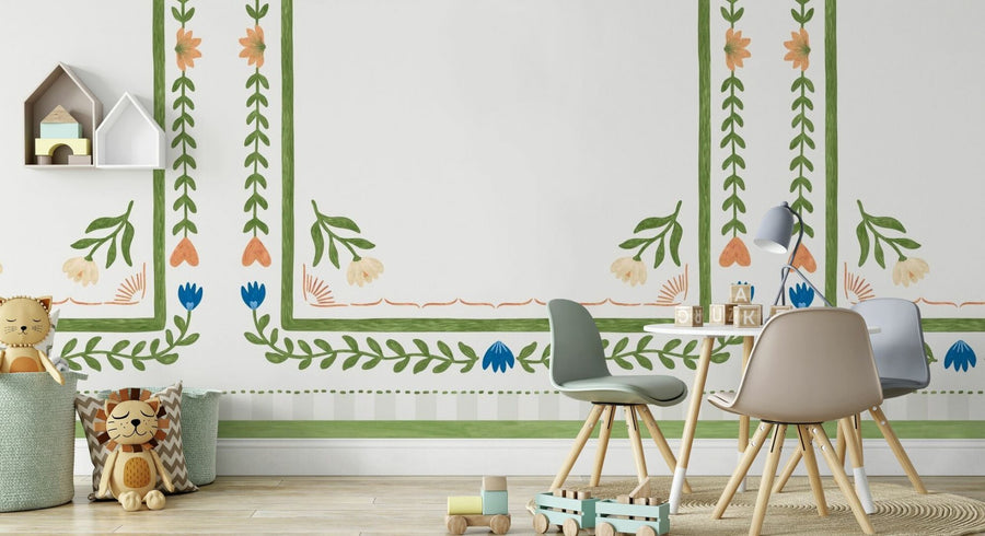 PHOTOWALL / Flower Foliage Frame - White II (e94894)