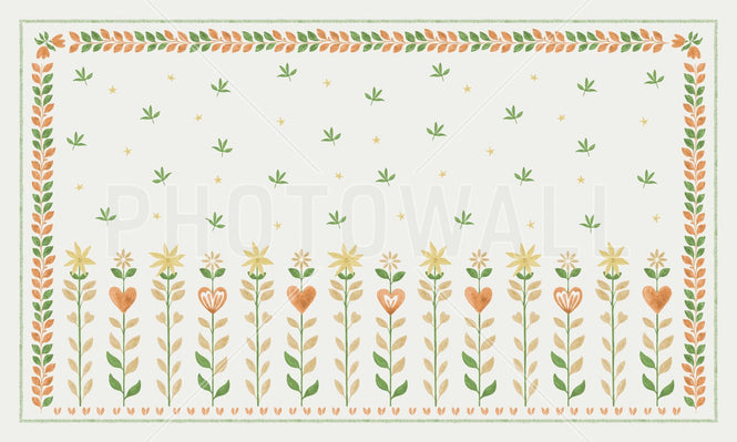 PHOTOWALL / Floral Leaf Frame - White II (e94895)