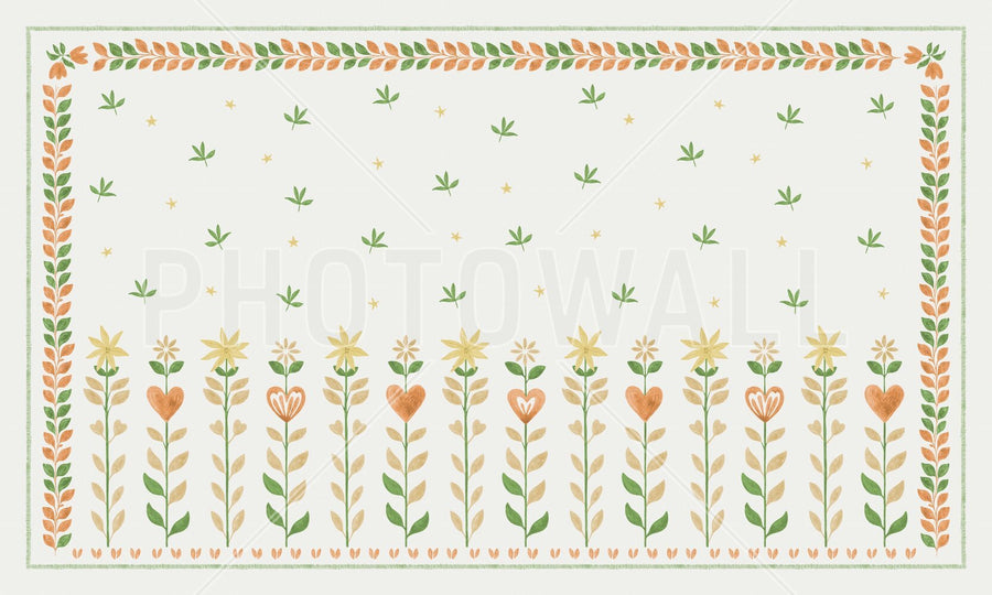 PHOTOWALL / Floral Leaf Frame - White II (e94895)