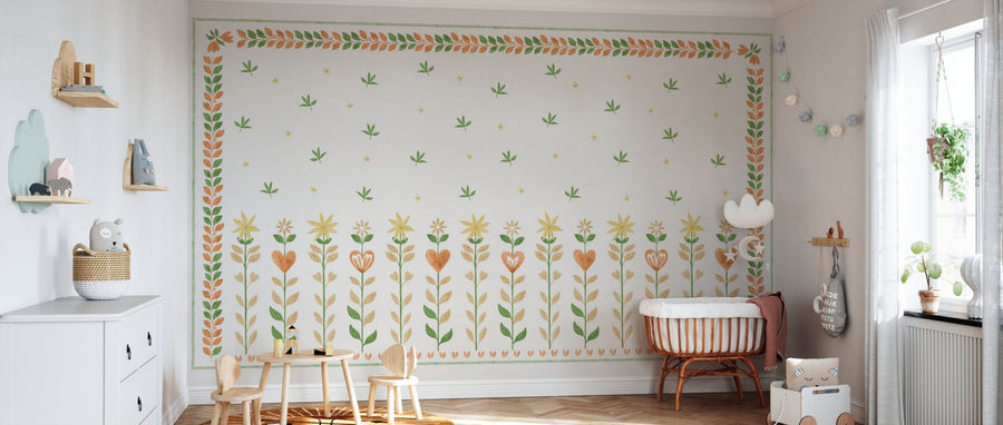 PHOTOWALL / Floral Leaf Frame - White II (e94895)