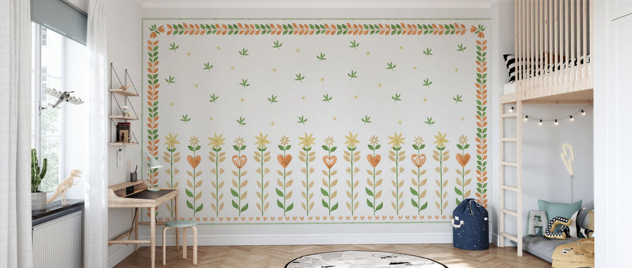 PHOTOWALL / Floral Leaf Frame - White II (e94895)