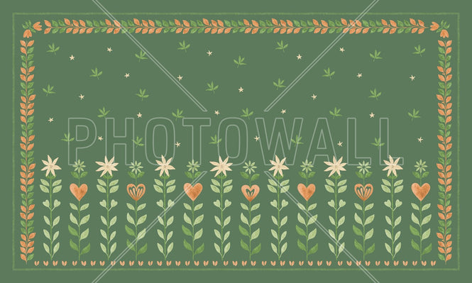 PHOTOWALL / Floral Leaf Frame - Green (e94896)