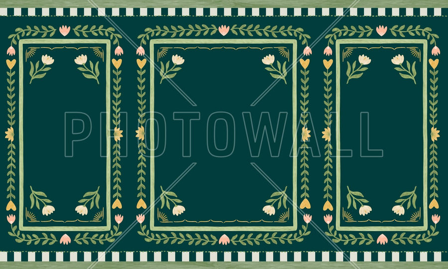 PHOTOWALL / Flower Foliage Frame - Dark Green (e94897)