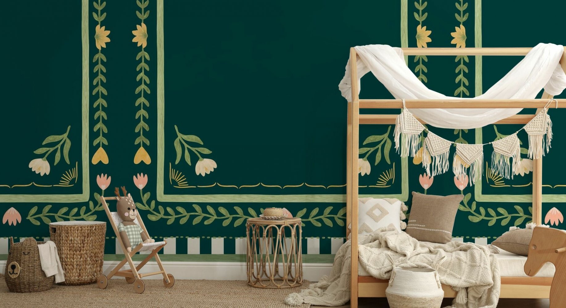 PHOTOWALL / Flower Foliage Frame - Dark Green (e94897) | 輸入壁紙