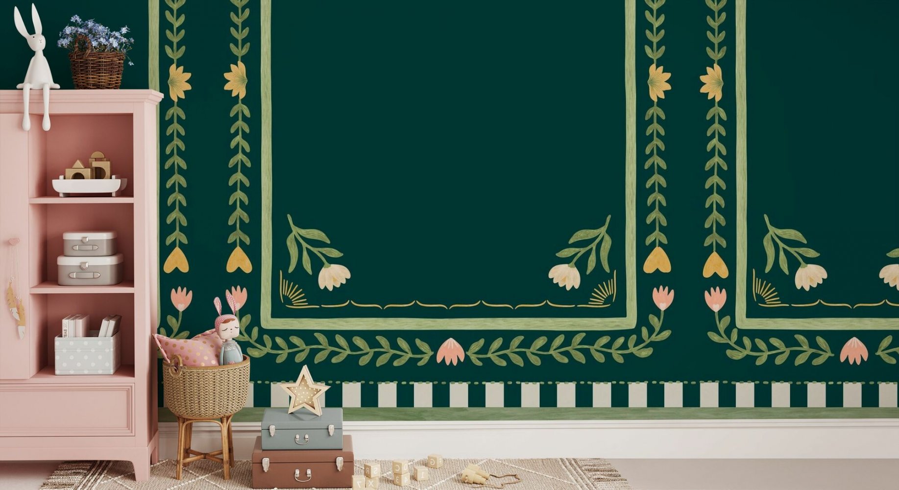 PHOTOWALL / Flower Foliage Frame - Dark Green (e94897) | 輸入壁紙