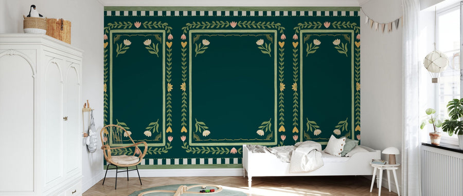 PHOTOWALL / Flower Foliage Frame - Dark Green (e94897)