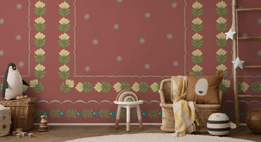 PHOTOWALL / Greek Flower Frame - Red (e94898)