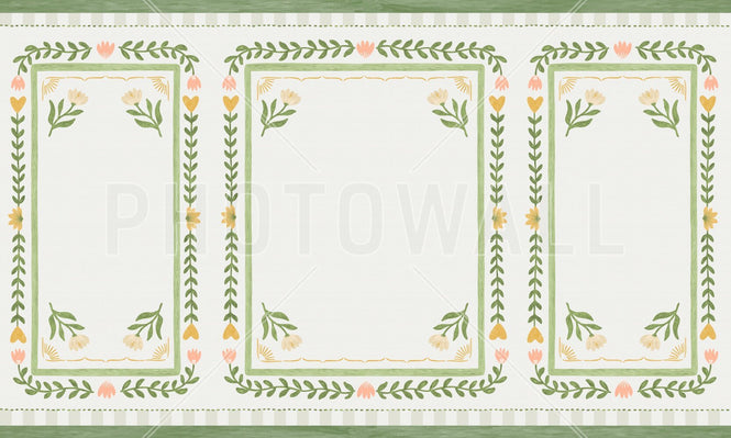 PHOTOWALL / Flower Foliage Frame - White IV (e94899)