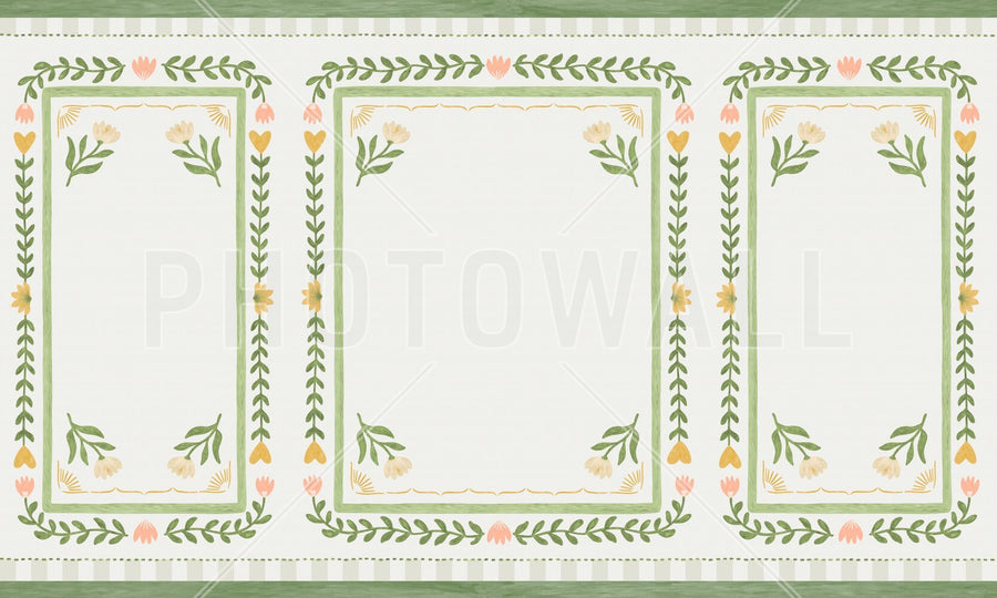 PHOTOWALL / Flower Foliage Frame - White IV (e94899)