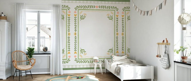 PHOTOWALL / Flower Foliage Frame - White IV (e94899)