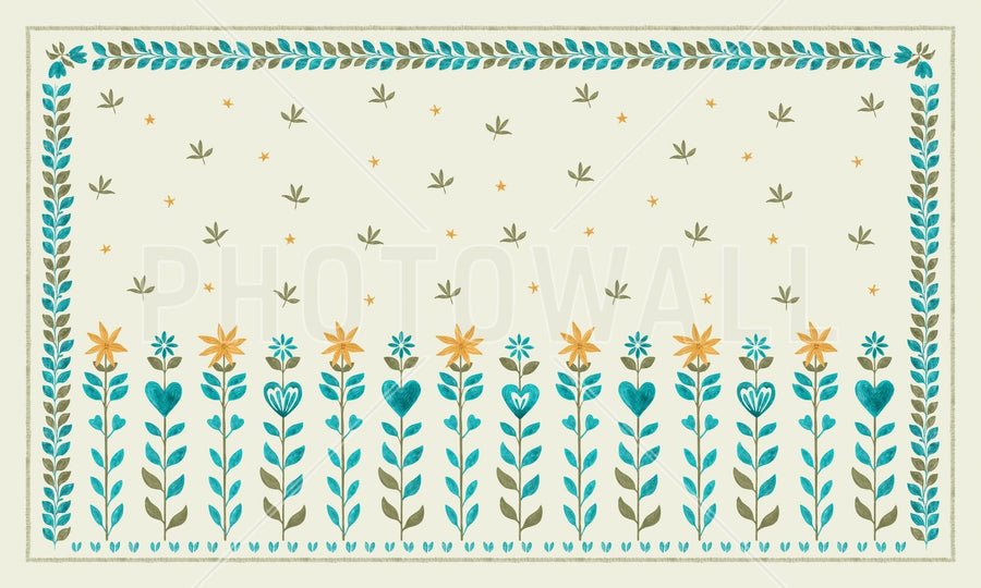 PHOTOWALL / Floral Leaf Frame - Beige (e94900)