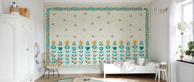 PHOTOWALL / Floral Leaf Frame - Beige (e94900)