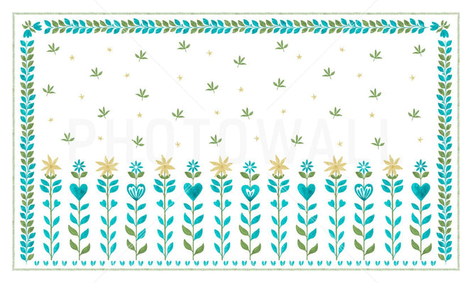 PHOTOWALL / Floral Leaf Frame - White (e94904)