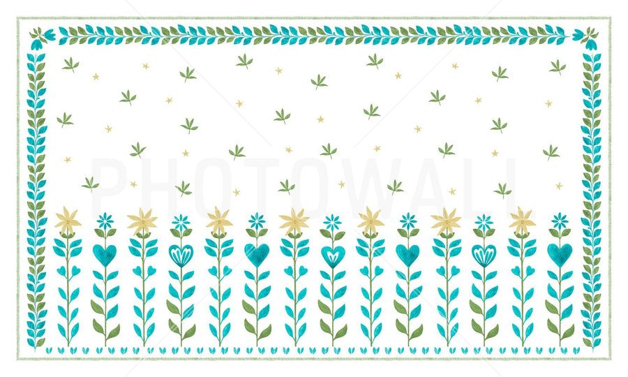 PHOTOWALL / Floral Leaf Frame - White (e94904)