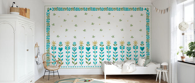 PHOTOWALL / Floral Leaf Frame - White (e94904)
