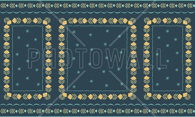 PHOTOWALL / Greek Flower Frame - Blue Green (e94906)