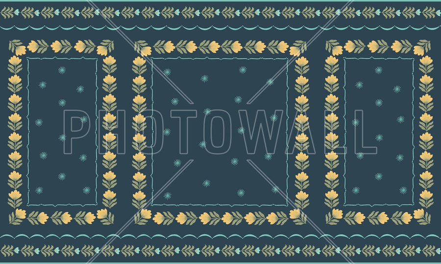 PHOTOWALL / Greek Flower Frame - Blue Green (e94906)