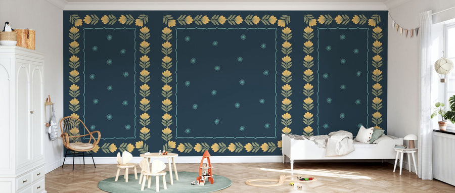 PHOTOWALL / Greek Flower Frame - Blue Green (e94906)