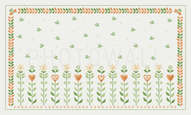 PHOTOWALL / Floral Leaf Frame - White III (e94908)
