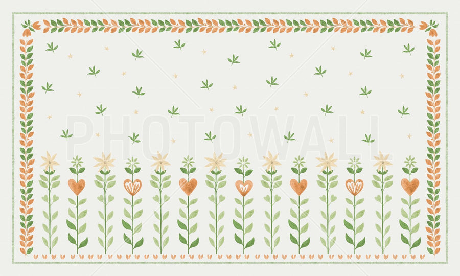PHOTOWALL / Floral Leaf Frame - White III (e94908)