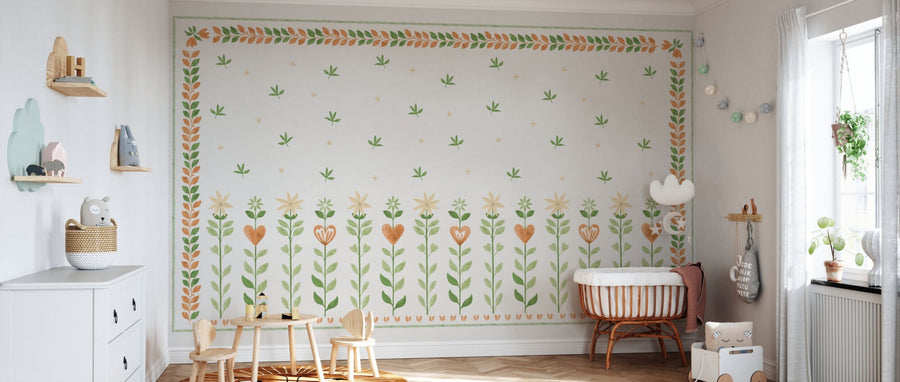 PHOTOWALL / Floral Leaf Frame - White III (e94908)