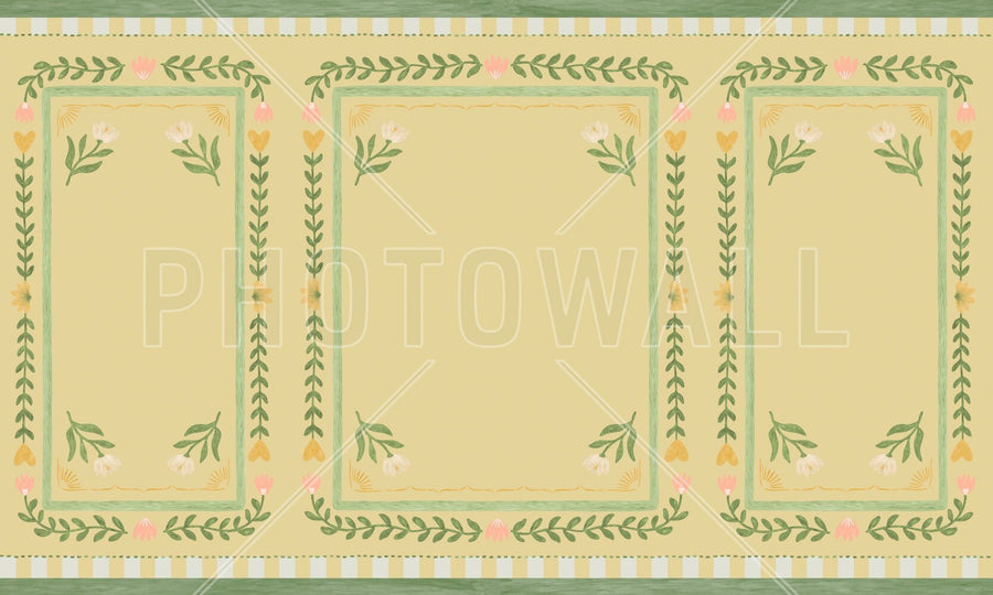 PHOTOWALL / Flower Foliage Frame - Yellow (e94910)
