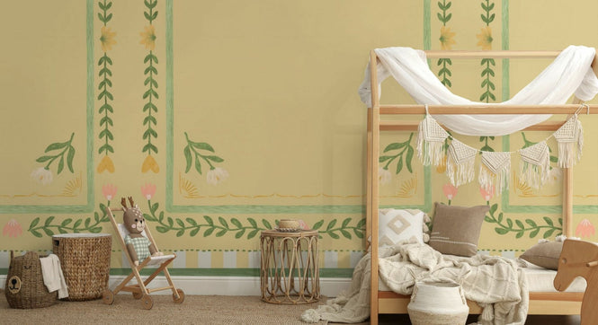 PHOTOWALL / Flower Foliage Frame - Yellow (e94910)