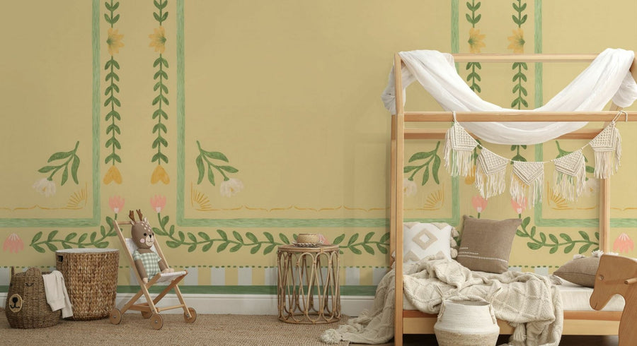 PHOTOWALL / Flower Foliage Frame - Yellow (e94910)