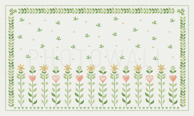 PHOTOWALL / Floral Leaf Frame - White IV (e94912)