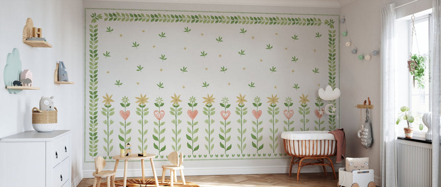 PHOTOWALL / Floral Leaf Frame - White IV (e94912)