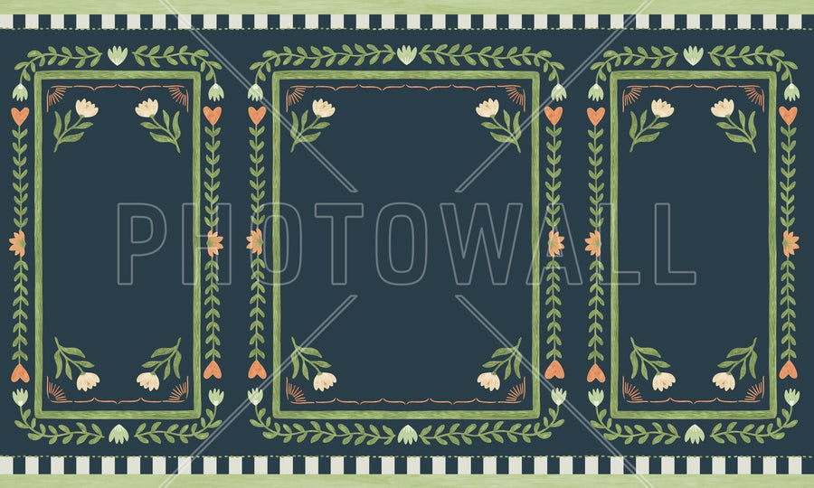 PHOTOWALL / Flower Foliage Frame - Blue Green (e94914)