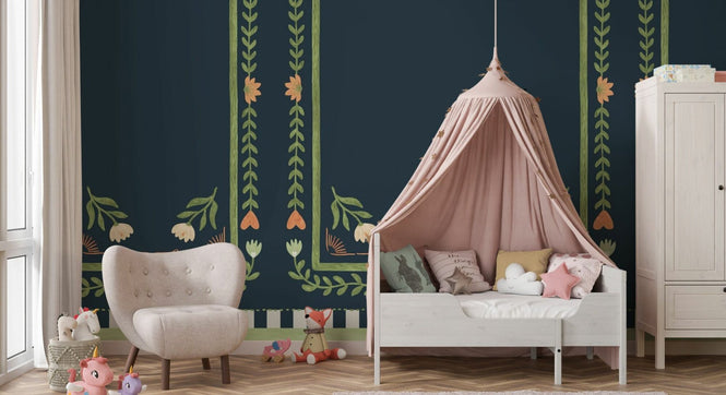 PHOTOWALL / Flower Foliage Frame - Blue Green (e94914)