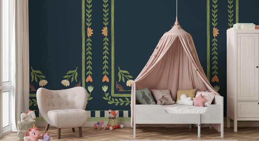 PHOTOWALL / Flower Foliage Frame - Blue Green (e94914)