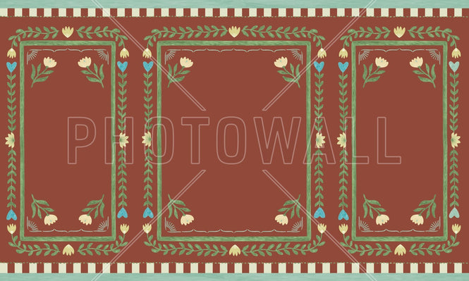 PHOTOWALL / Flower Foliage Frame - Red (e94915)