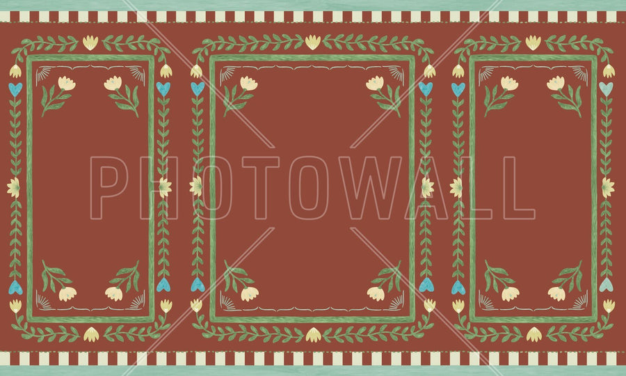 PHOTOWALL / Flower Foliage Frame - Red (e94915)