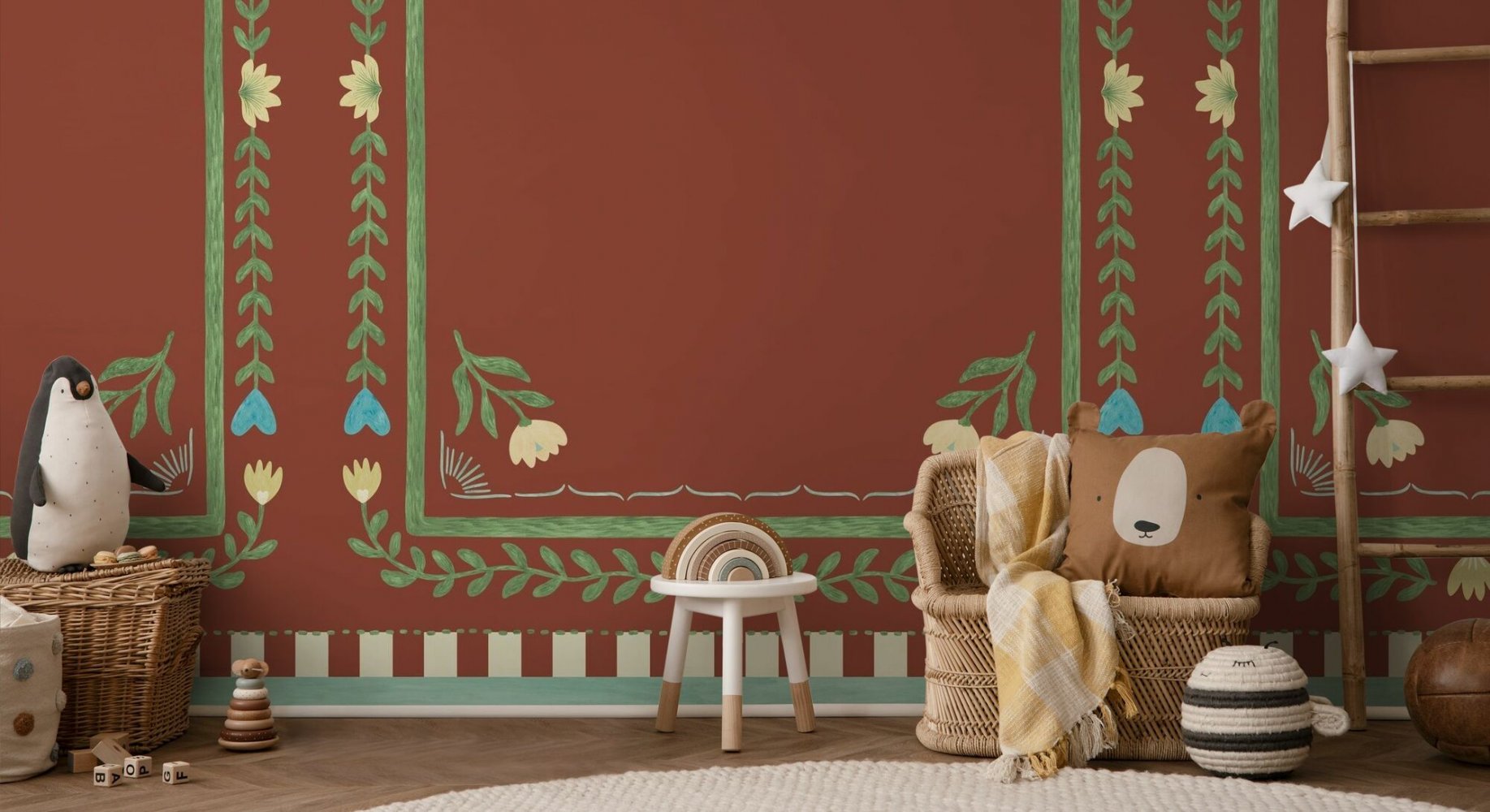 PHOTOWALL / Flower Foliage Frame - Red (e94915) | 輸入壁紙専門店