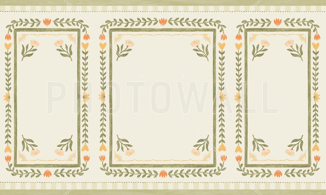 PHOTOWALL / Flower Foliage Frame - Beige (e94916)