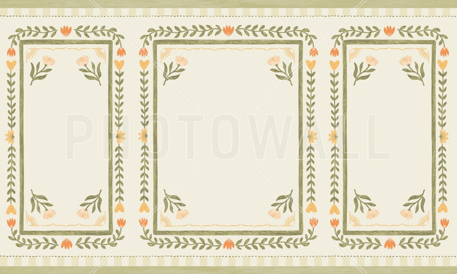 PHOTOWALL / Flower Foliage Frame - Beige (e94916)