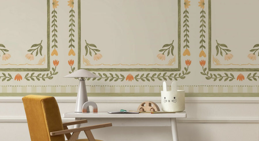 PHOTOWALL / Flower Foliage Frame - Beige (e94916)