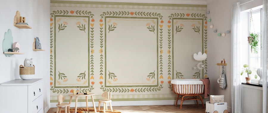 PHOTOWALL / Flower Foliage Frame - Beige (e94916)