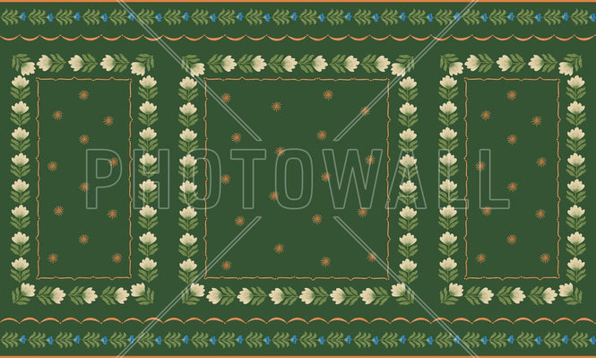 PHOTOWALL / Greek Flower Frame - Green (e94917)